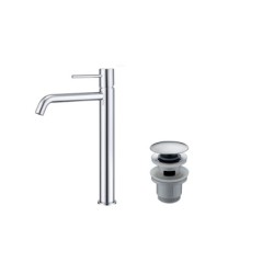 Pack Grifo de lavabo caño alto Imex Monza + Válvula click-clack