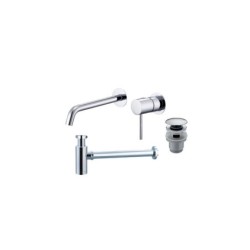 Pack grifo de lavabo empotrado Monza + Válvula click-clack + Sifón visto redondo de Imex