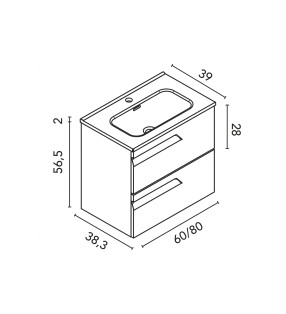 Conjunto mueble de baño fondo reducido 39 cm Royo Vitale