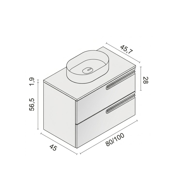 Mueble de baño con encimera de madera Royo Econic