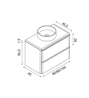 Mueble de baño con encimera arena de resina Royo Dai Top