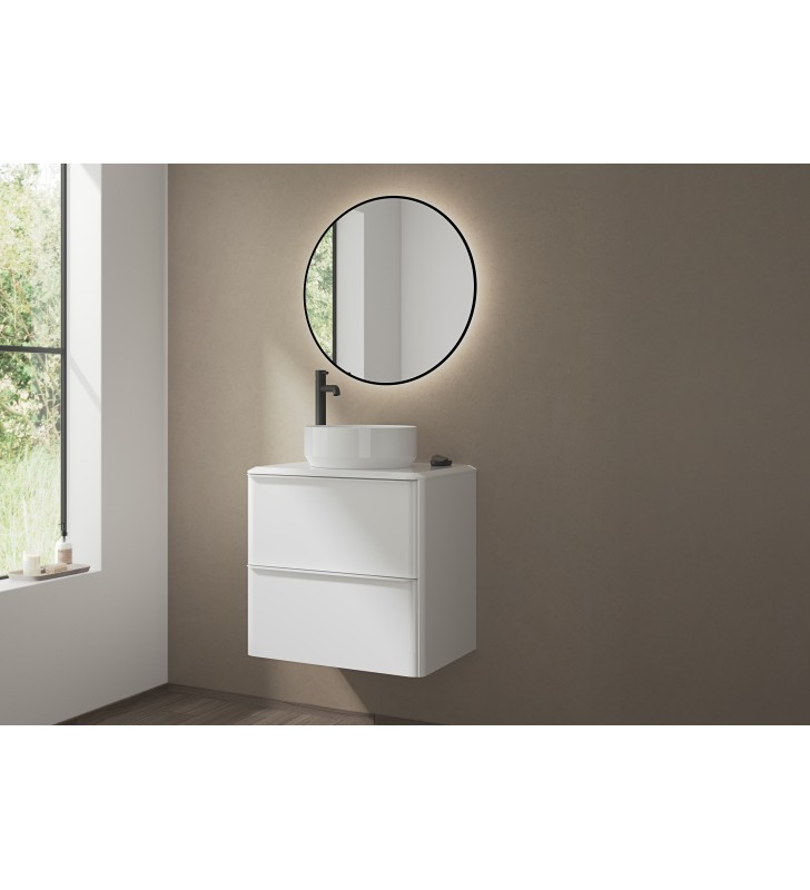Mueble de baño con encimera blanca de resina Royo Dai Top