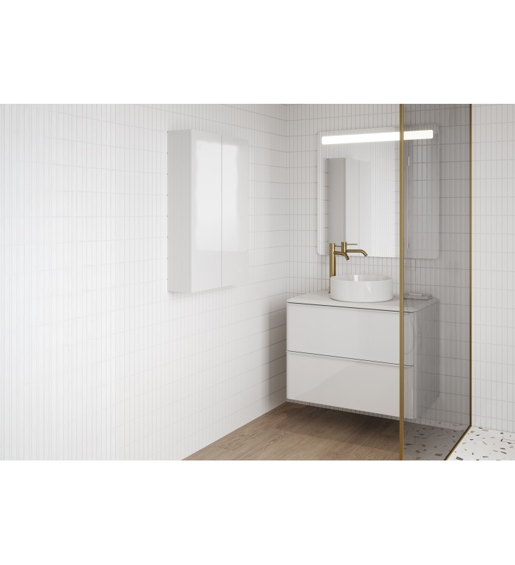 Mueble de baño con encimera blanca de resina Royo Dai Top