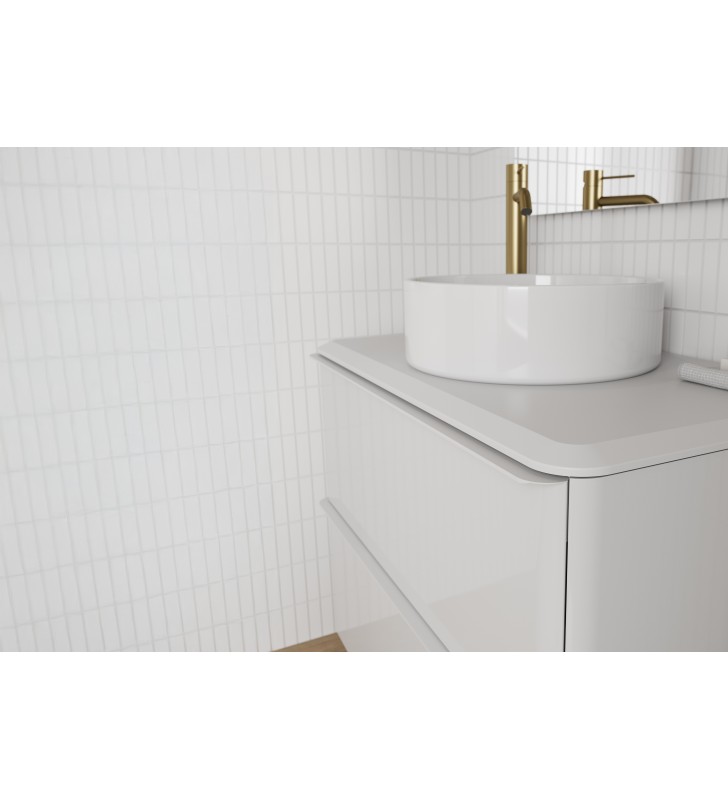 Mueble de baño con encimera blanca de resina Royo Dai Top
