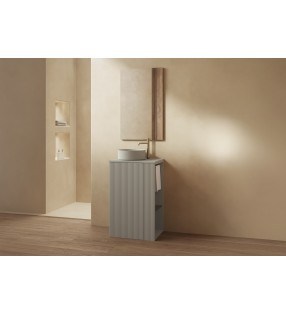 Mueble de baño Royo Bassi con encimera de madera fondo reducido