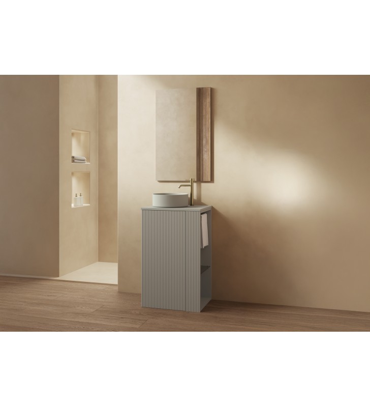 Mueble de baño Royo Bassi con encimera de madera fondo reducido