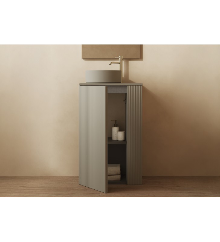 Mueble de baño Royo Bassi con encimera de madera fondo reducido