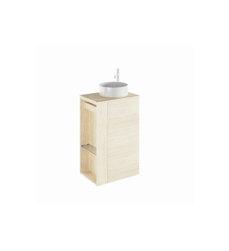 Mueble de baño Royo Bassi con encimera de madera fondo reducido