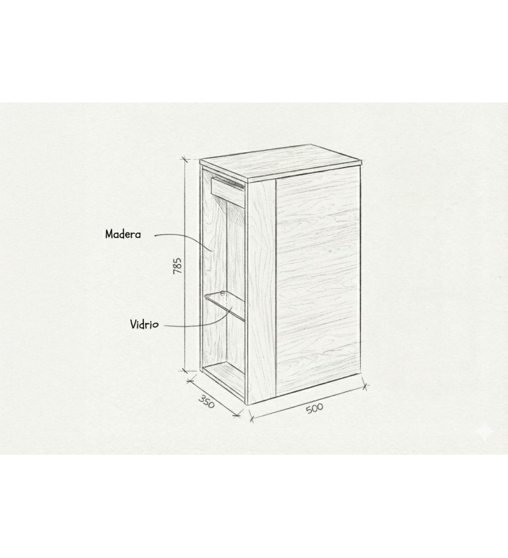 Mueble de baño con encimera solid surface fondo reducido Royo Bassi
