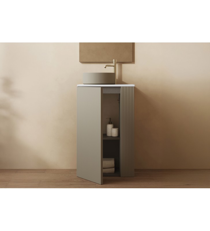 Mueble de baño con encimera solid surface fondo reducido Royo Bassi